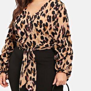 Leopard Long Sleeve Wrap Top